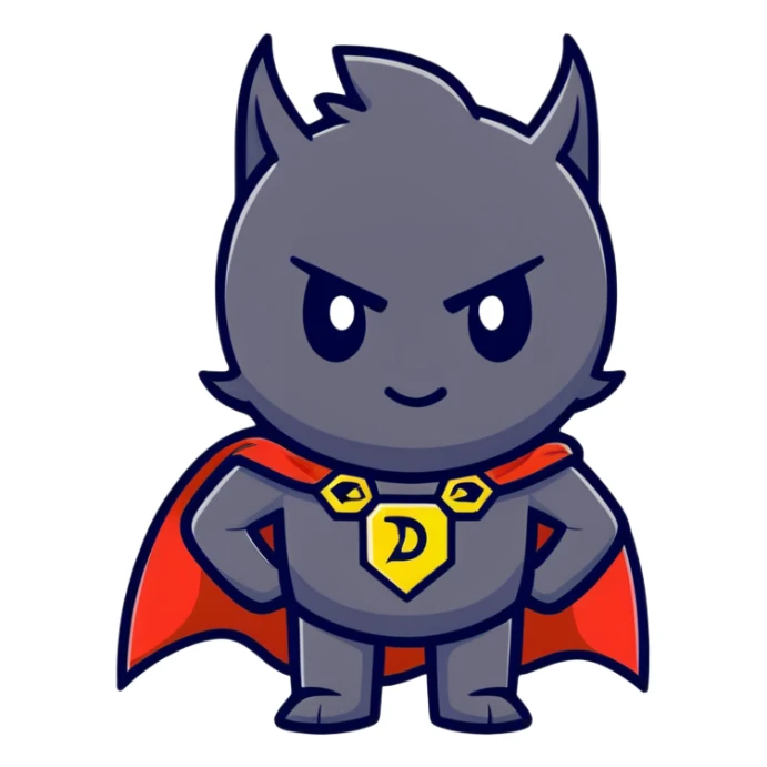Discord logo mascot wearing a hero cape sticker