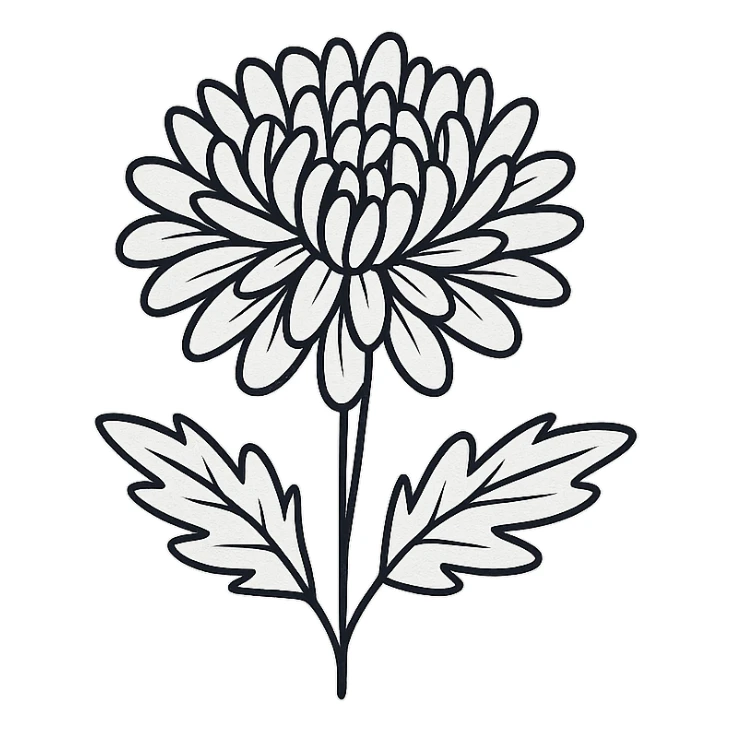 crisantemos hand drawn black outline style sticker
