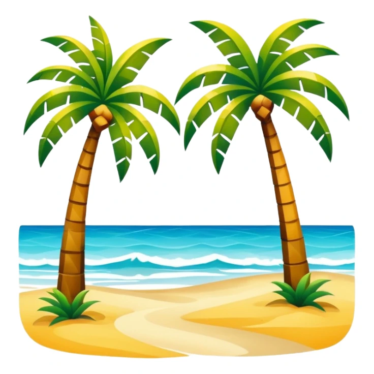 abstract art shapes on the beach with palm trees landscape  sticker