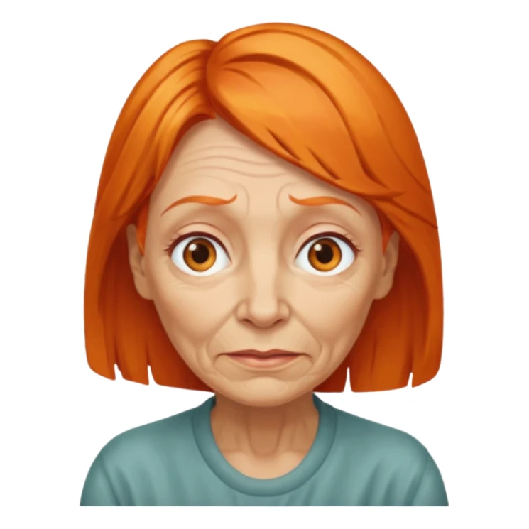 old adult female, orange hair sticker