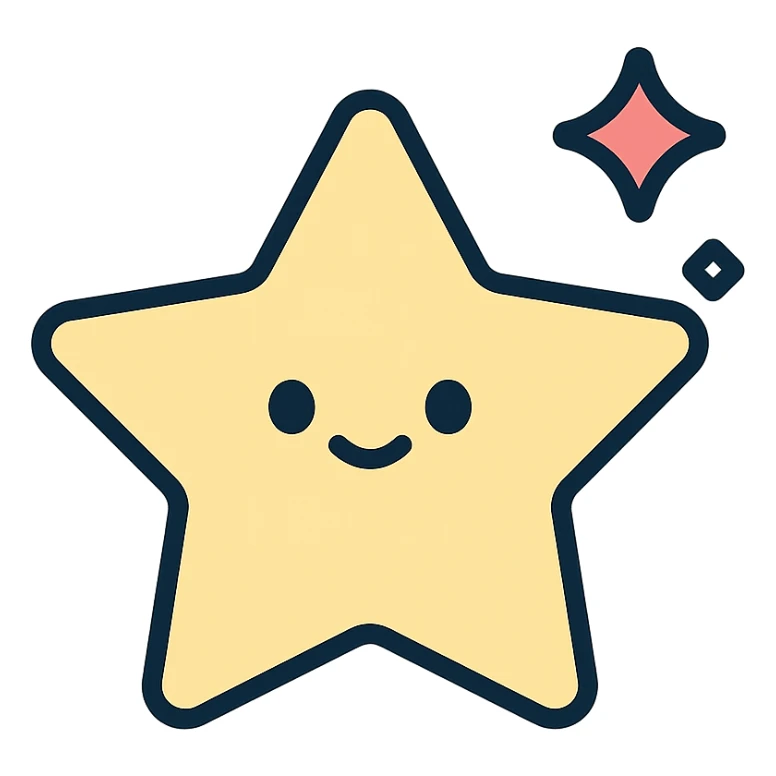 pastel colored minimal kawaii star with modern lines and slight sparkle sticker