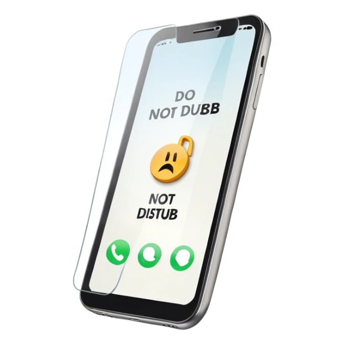 a mobile phone holding up a ‘do not disturb’ sign sticker