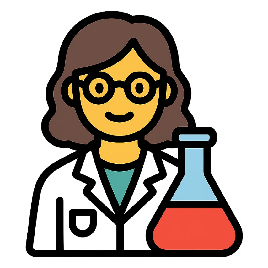 simple colorful icon of a woman scientist sticker