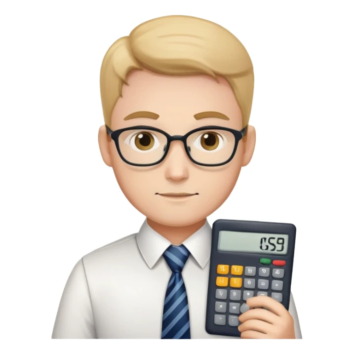 professional accountant with tie and calculator sticker