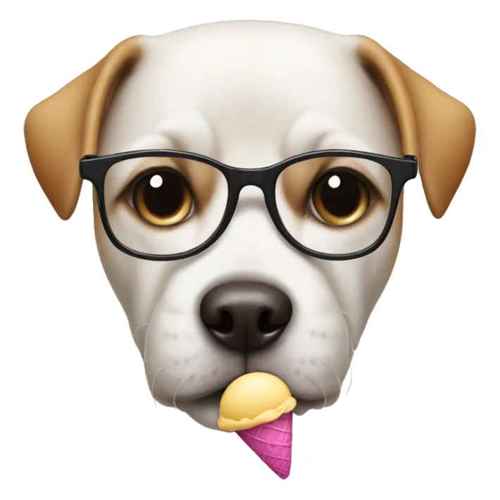 Dog with subglasses and ice cream sticker