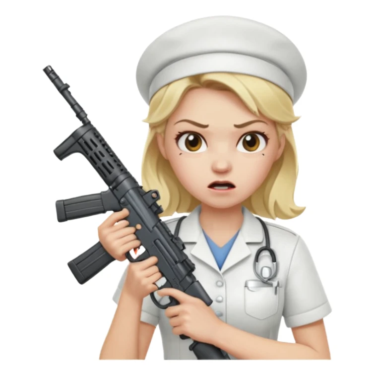 angry blonde nurse with an assault rifle sticker