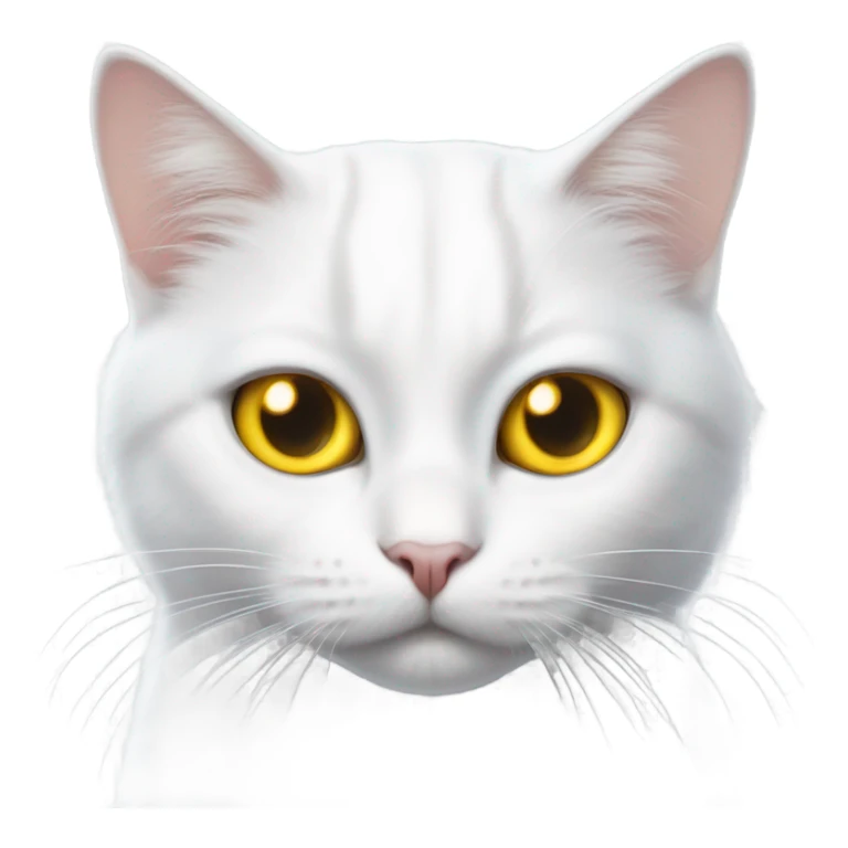 Realistic White cat with yellow eyes, fish over head  sticker
