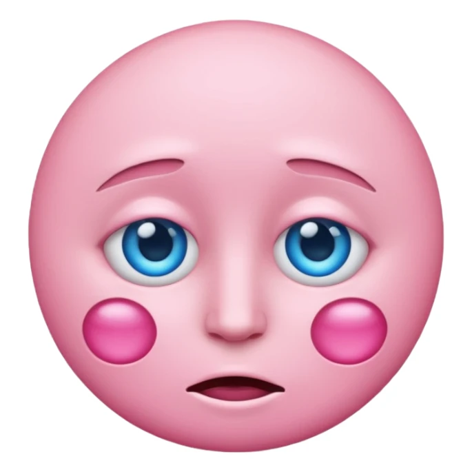 Pink face emoji with blue eyes with one hang under the face and one above  sticker