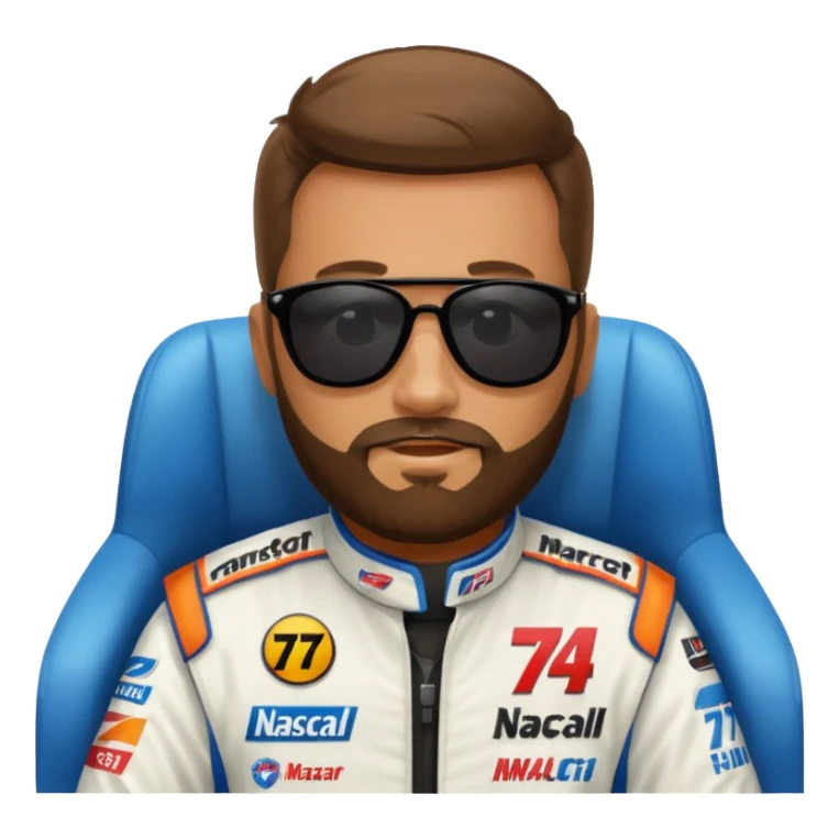 bearded lawyer driving a nascar number 74 sticker