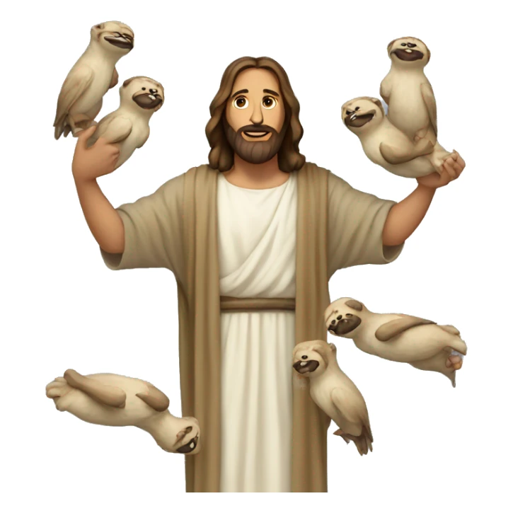 Jesus holding a lotmonkeys  sticker
