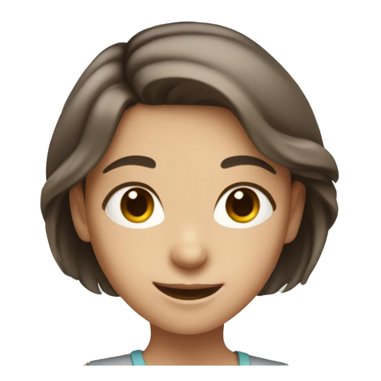 smiling girl with brown hair and grey eyes sticker