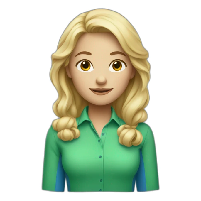 blonde girl with green blue shirt sticker
