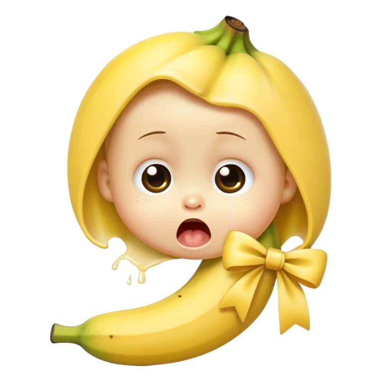cute baby banana crying with a bow sticker