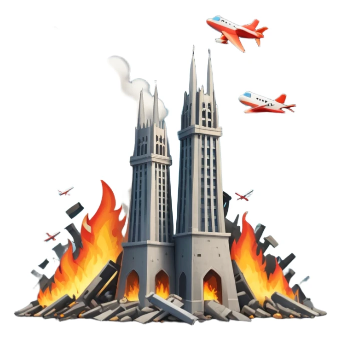 Two towers and a plane crashing on one of them sticker