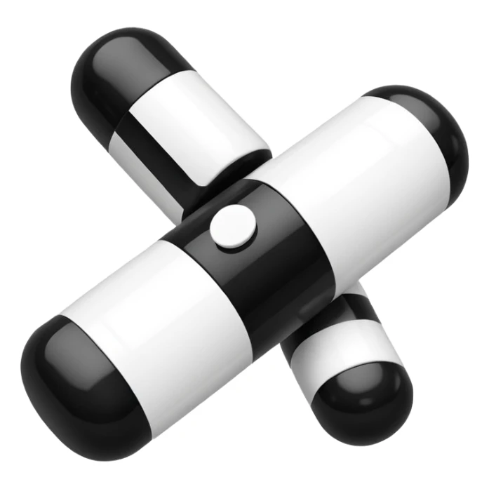 Minimalistic futuristic white&black pills pack emoji, black and white, flat vector design, high-tech clean UI icon sticker