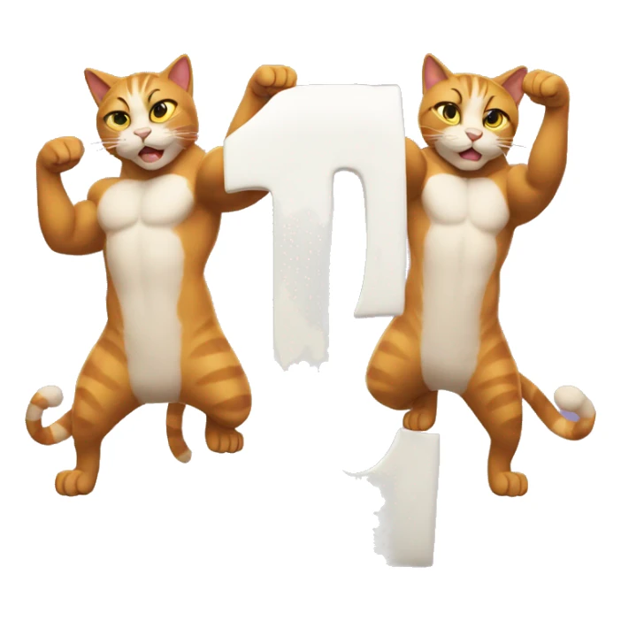 two muscular cats holding up the number thirteen sticker