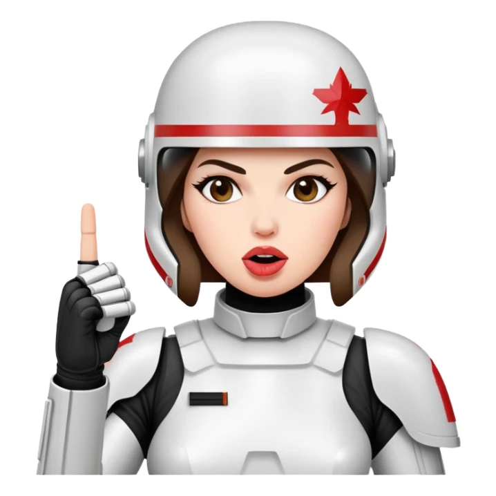 woman star trooper middle finger and face with tongue out  sticker