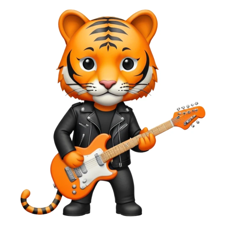 Rock star tiger with electric guitar and leather jacket sticker