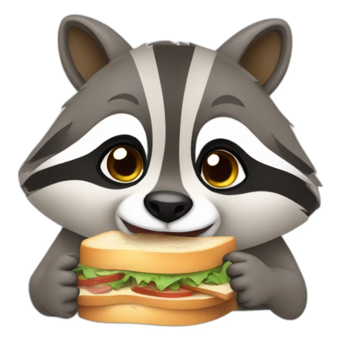 racoon happy eating a sandwich sticker