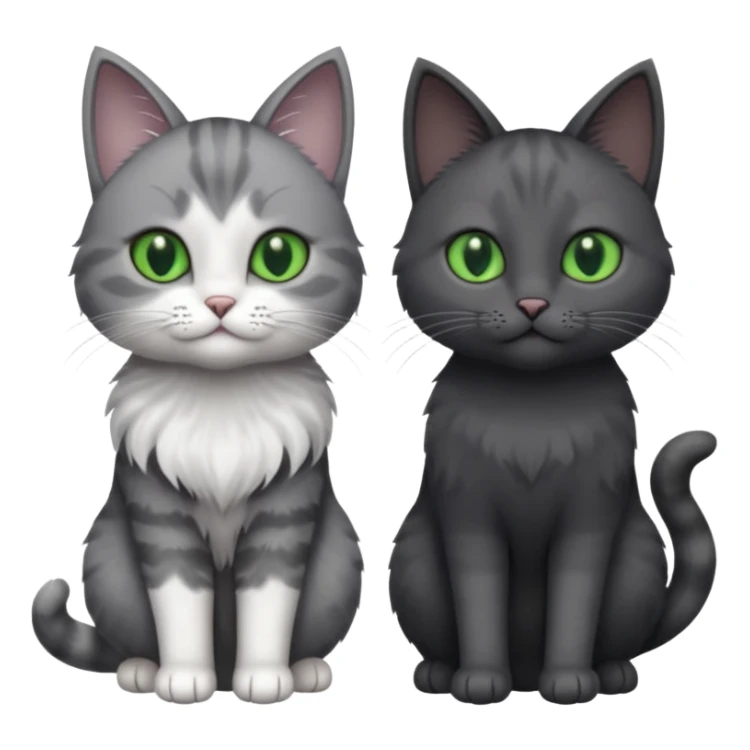 2 different coloured grey cats including one dark grey and white cat and one completely solid dark grey cat with green eyes and only white paws sticker
