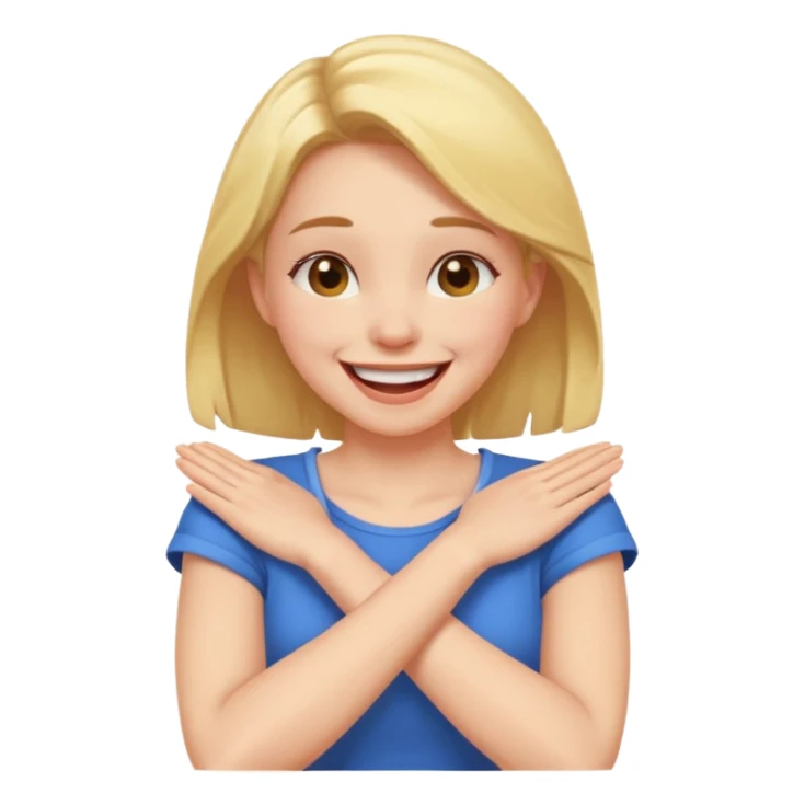 Arms crossed holding neck laughing girl sticker