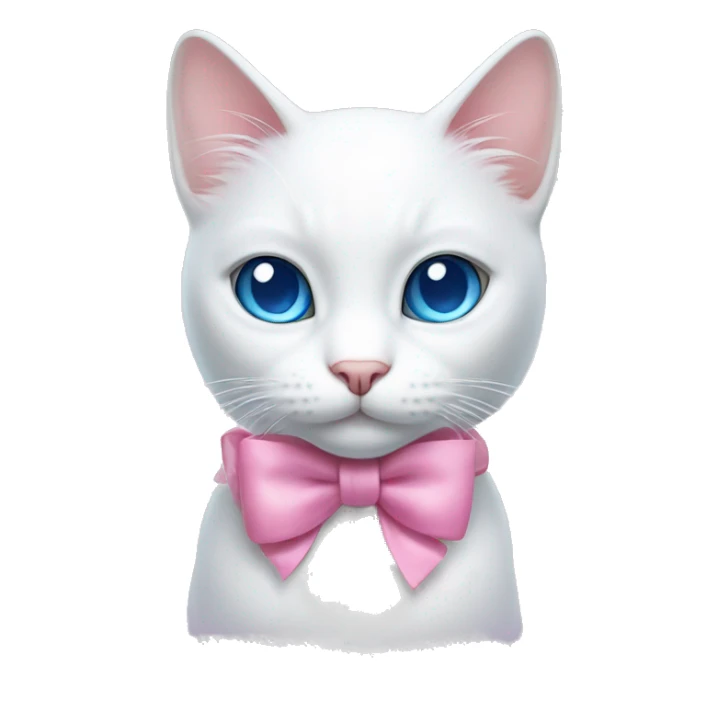 white cat with a pink bow and blue eyes sticker