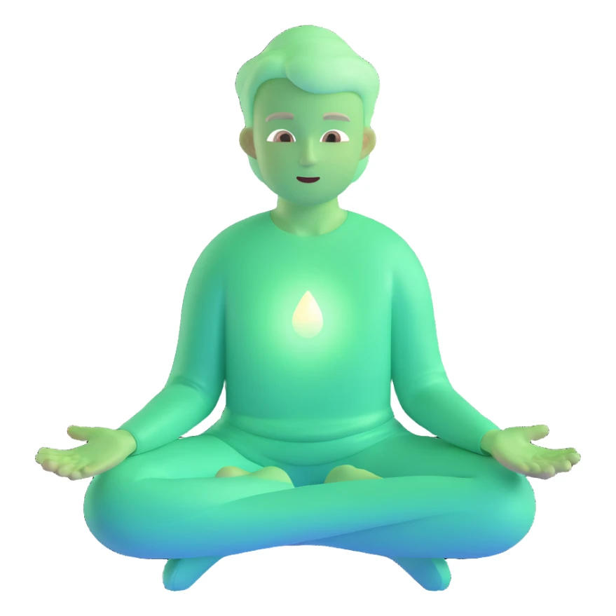 person surrounded by a soft green aura, gentle and peaceful sticker
