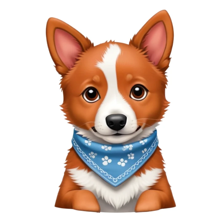 Red heeler puppy wearing a bandana around neck sticker