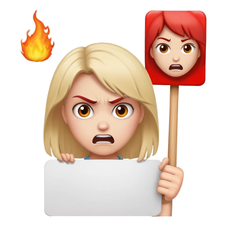 angry girl holding up sign that says cockblock sticker