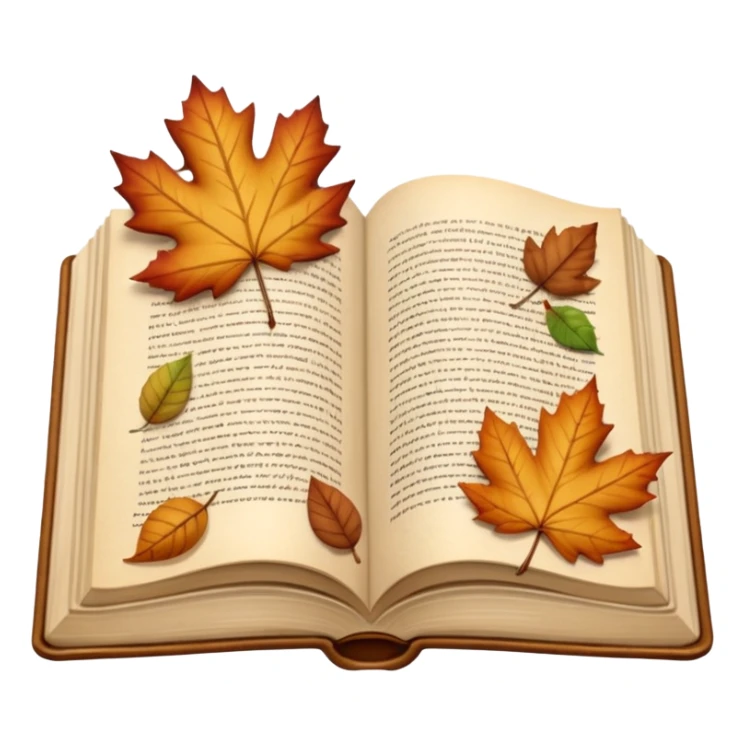 beige autumn open book with leaves on it sticker
