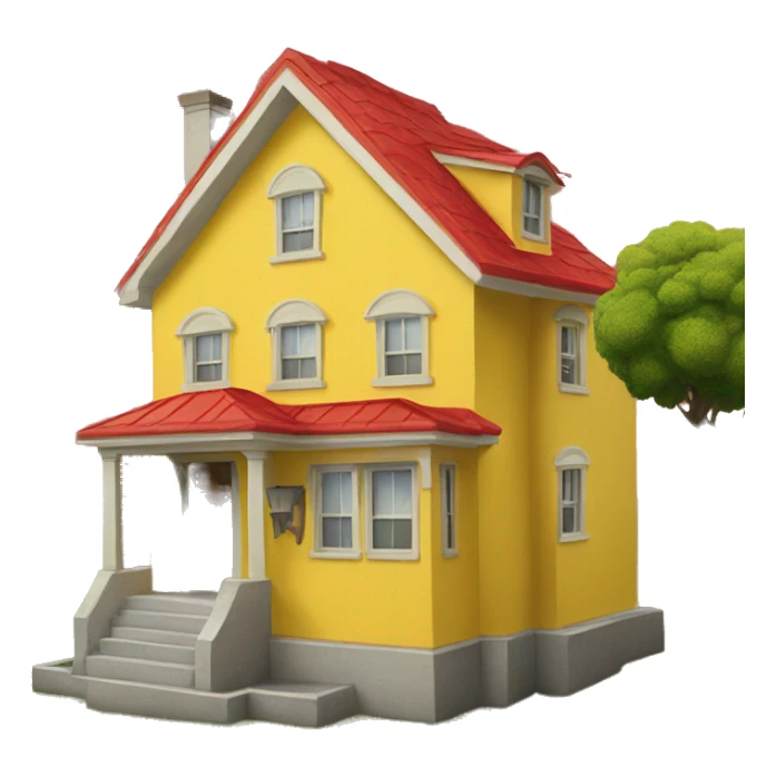 house with yellow walls and red roof sticker