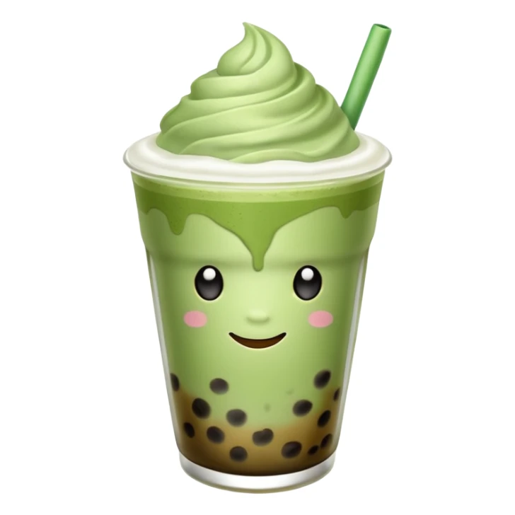 matcha latte with boba and ice without sticks for drinking and add a lil coffee  sticker