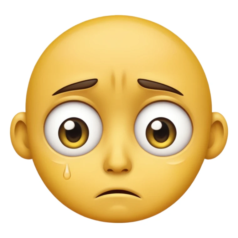 Create a sad face, big eyes, sad crying with tears, regular emoji, yellow face, big eyes, circular shape emoji sticker