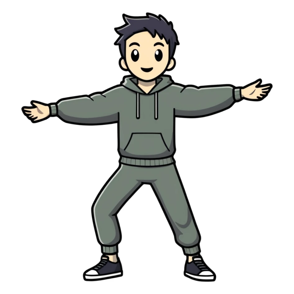 Alternative male character with dark aesthetic arms wide open sticker