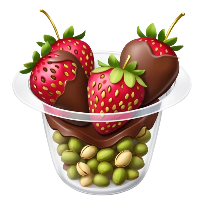 Chocolate covered Strawberries with pistachios in a plastic cup sticker