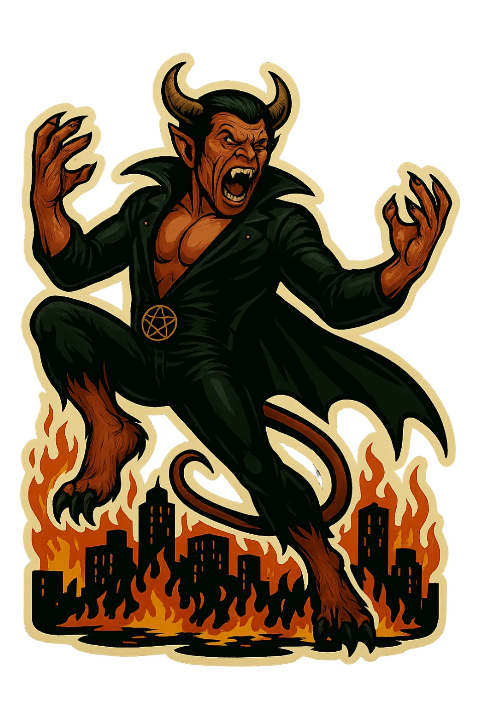 Edit the character in the provided image to appear as if it is kicking, maintaining the same retro sticker style and transparent background. Do not add any other characters or elements, focus solely on the kicking pose and expression. sticker