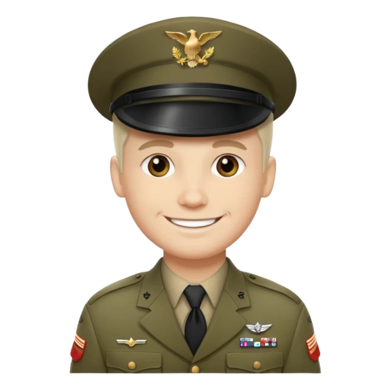 make a dashing US soldier with white, natural and slightly older skin sticker