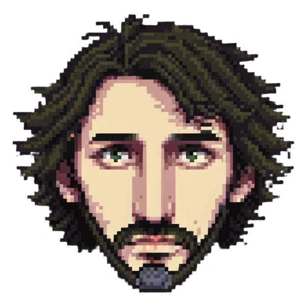 hairy man with a crooked nose sticker