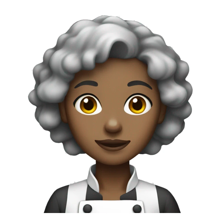 black female light dark skin chef clothes curly grey hair sticker