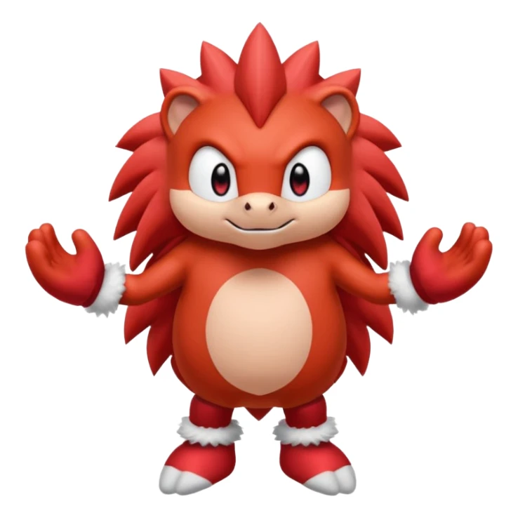 Sonic the hedgehogs friend knuckles a red animal with peach arms and white mittens, he’s a echidna with red eyes sticker
