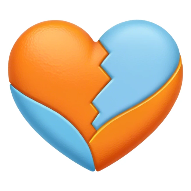 Half  orange and half baby blue heart  matte sticker