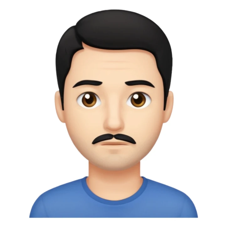 man with tired eyes black hair sticker