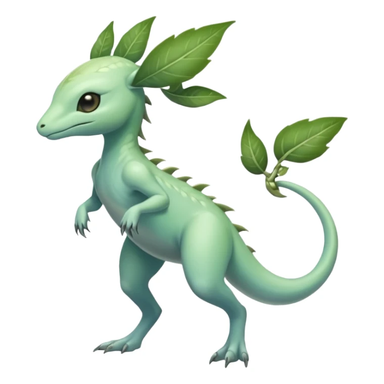 Futuristic Ethereal Modern Amaura-Bayleaf-Fakémon-creature-hybrid Full Body sticker