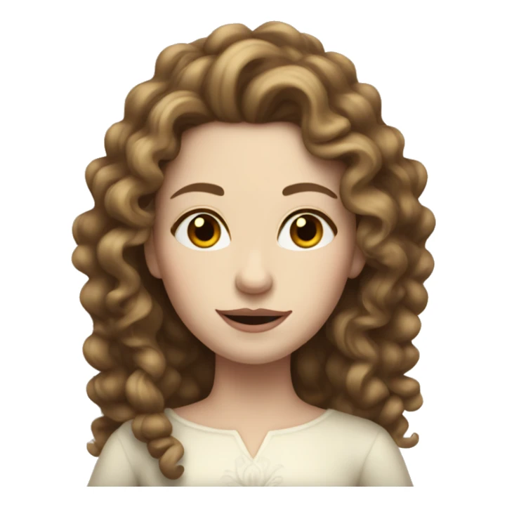 Queen with pale skin, long brown curly hair sticker