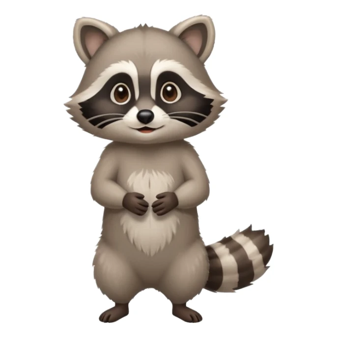 make full body standing cute racoon speaking. calm and no sharp edges. sticker