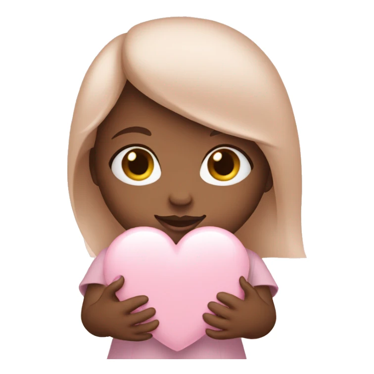 Girl holding baby pink heart sticker