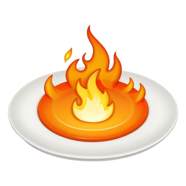 a flame emoji on top of a plate emoji sticker