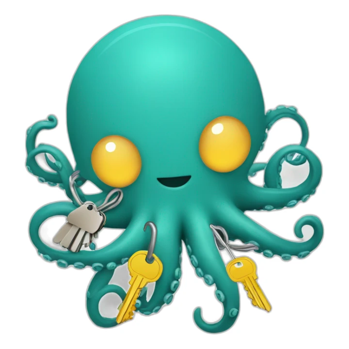 and open source credentials manager webapp logo with octopus holding lot of keys sticker