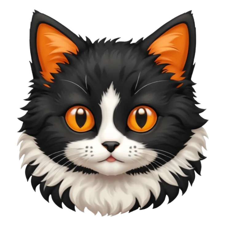 black fluffy kitten with orange and white spots sticker