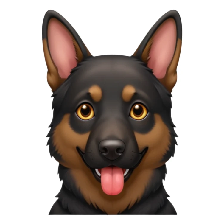 cartoon style dark German Shepherd dog with its tongue hanging out long sticker